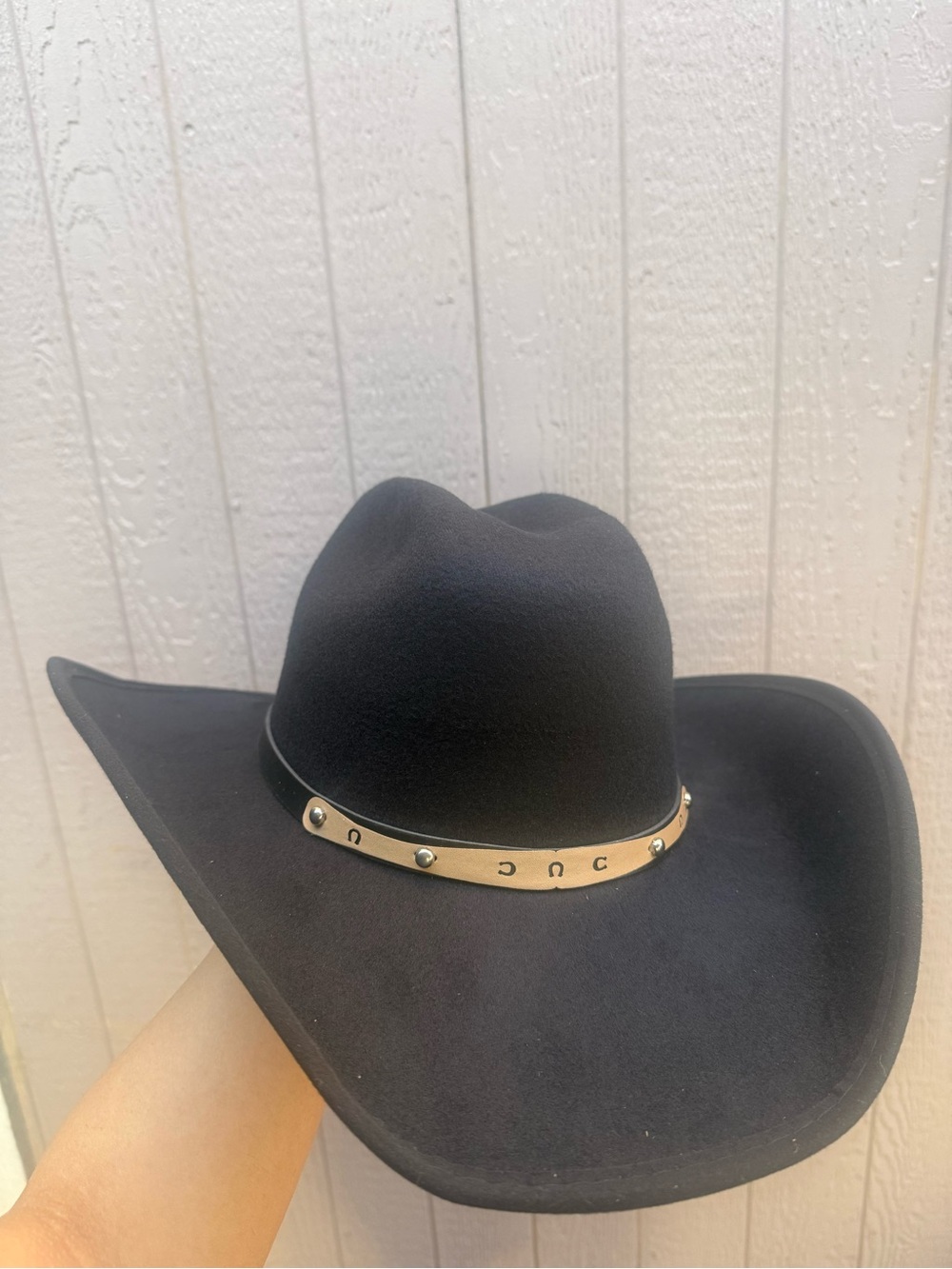Black Western Cowboy Hat with Gold Accent Band